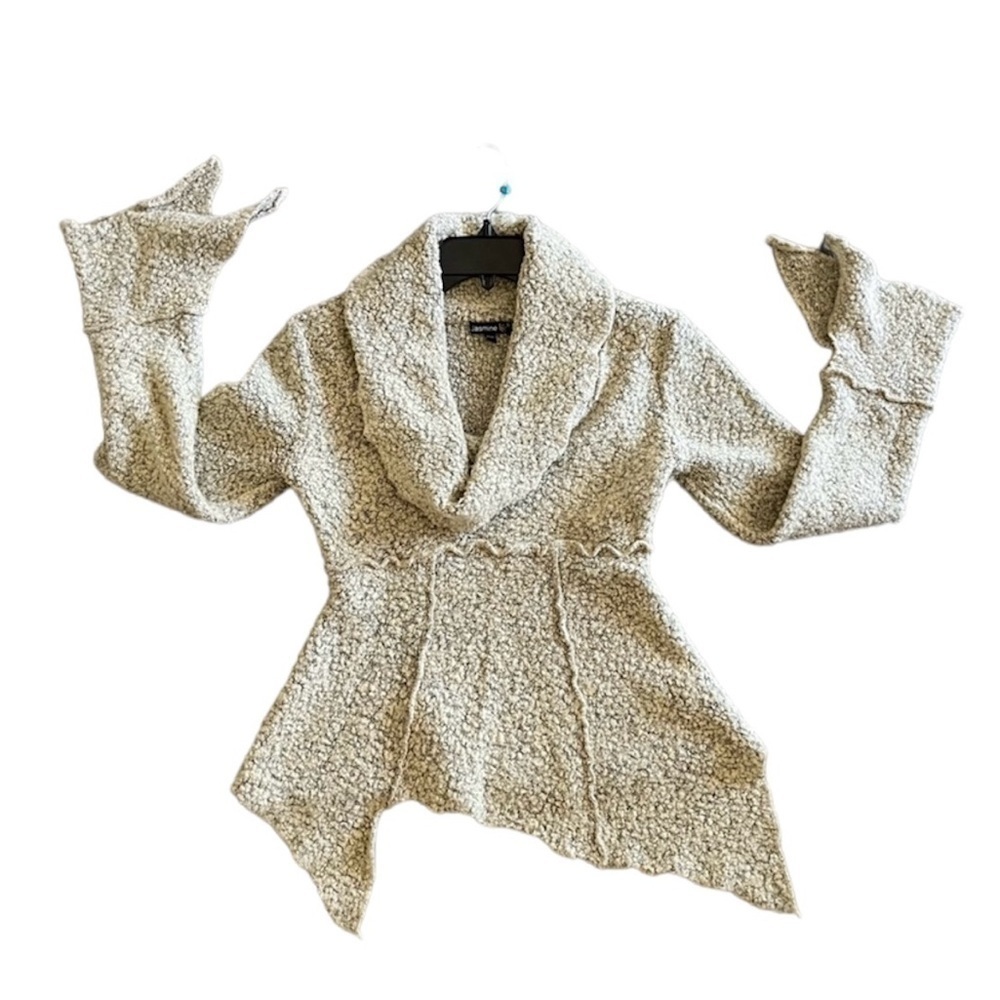 Jasmine KC whimsigoth wool blend slub witchy fairy cowl neck sweater sand Med
